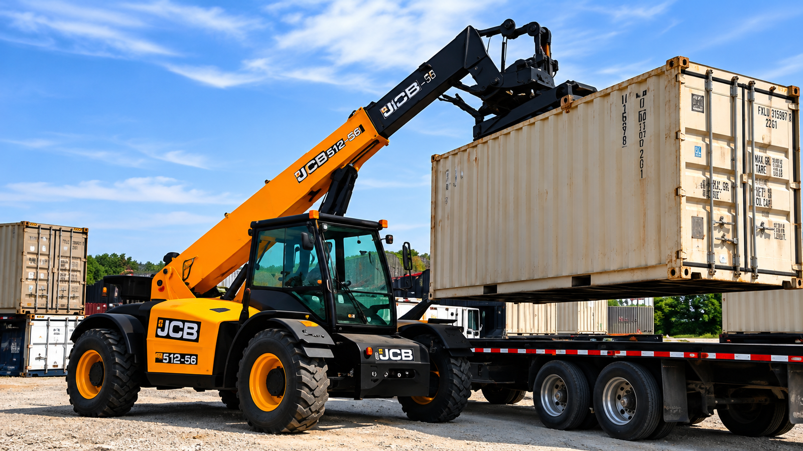 Illustration of a shipping container being lifted for auction pickup